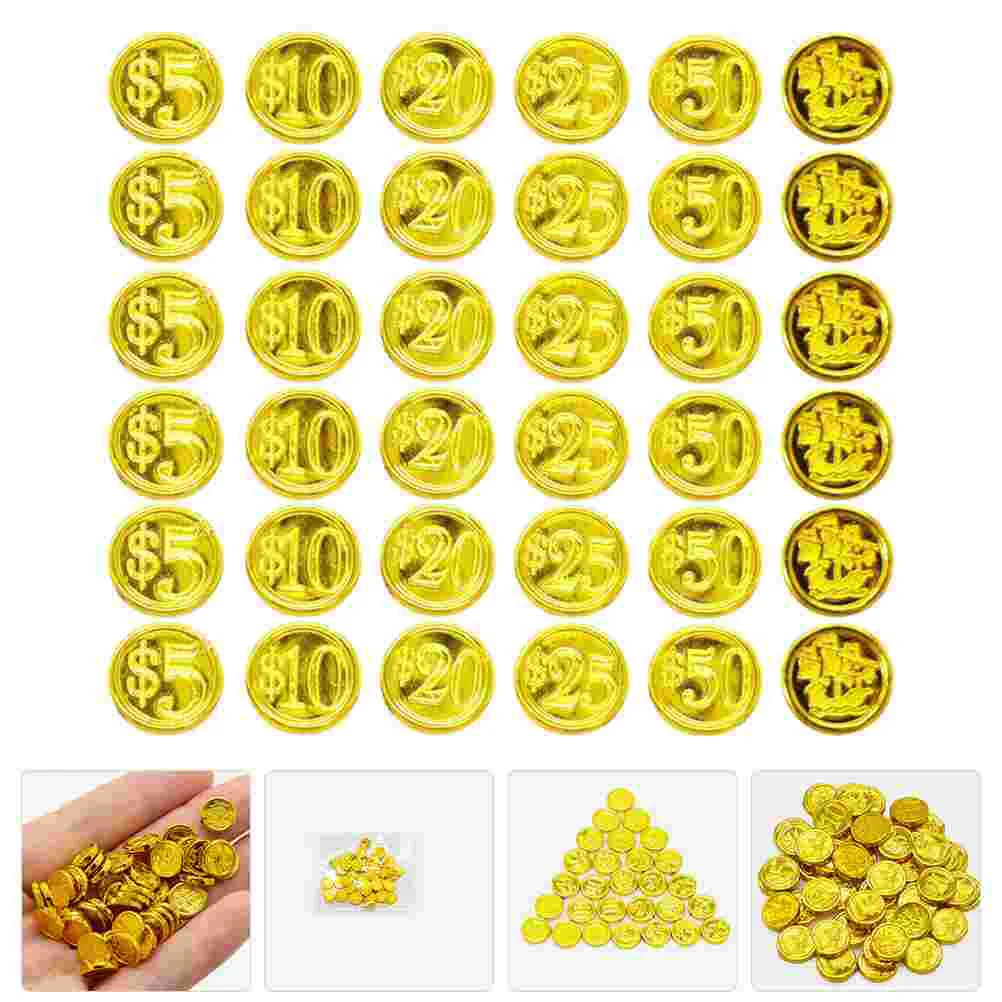 48 Pcs Pirate Gold Coin Toy Party Plaything Kids Toys Gift Plastic Coins Reusable Gaming Props Compact Baby Boy