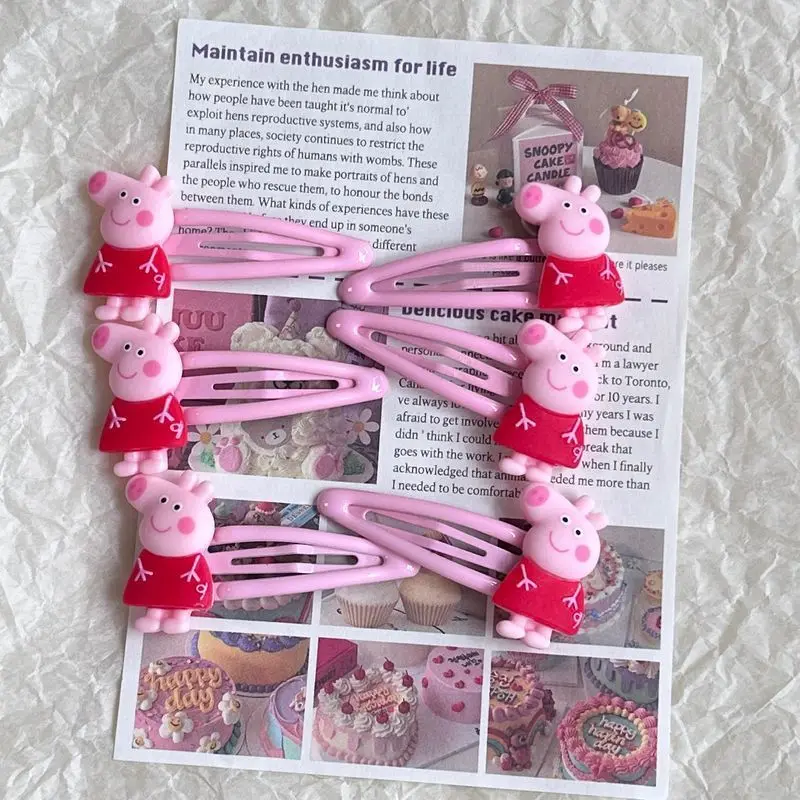 Kawaii Peppa Pig Hair Clip Girl Cartoon Cute Bangs Side Clip Girly Heart Student Children Hair Clip Accessories