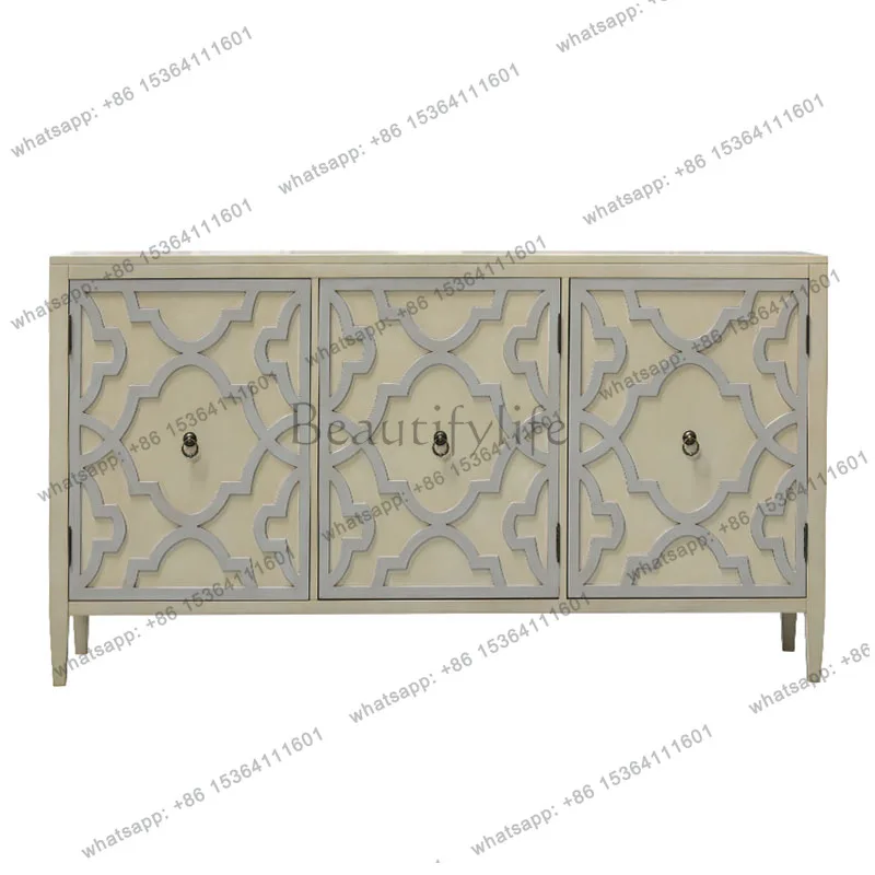 

American side cabinet birch European retro porch cabinet carved light luxury furniture