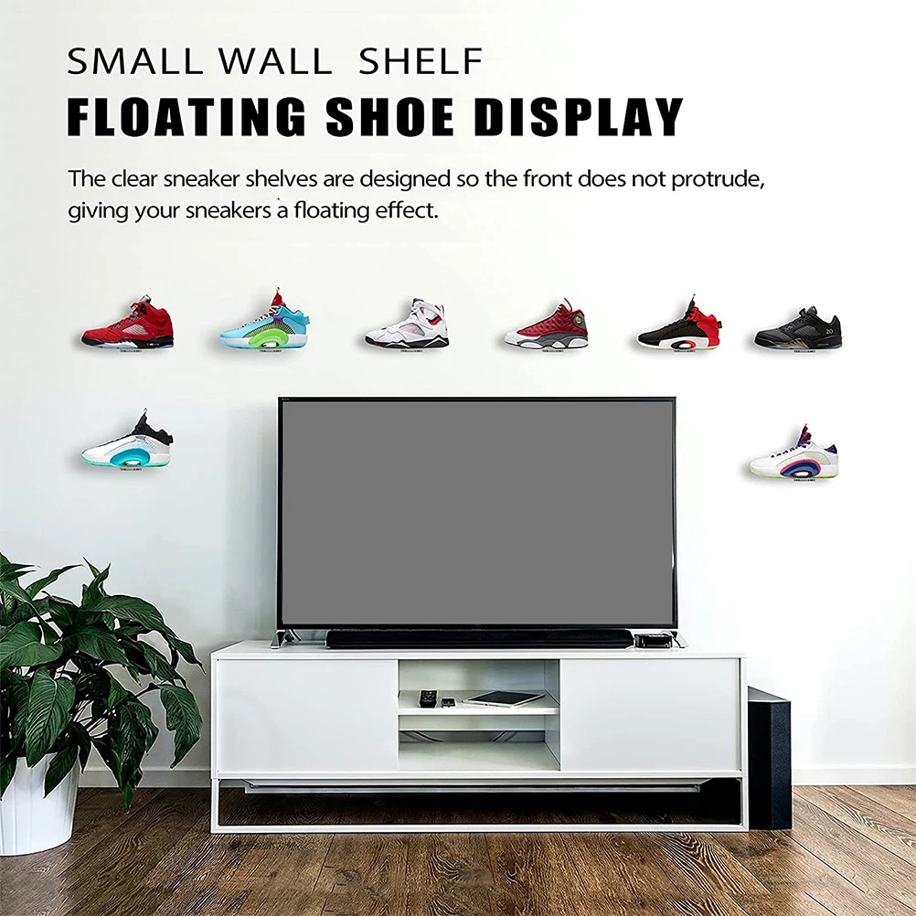 

6pcs Sneaker Rack Transparent Shoe Modern Shoe Rack Holder Floating Wall Shelf Modern Clear St for Shoes Storage
