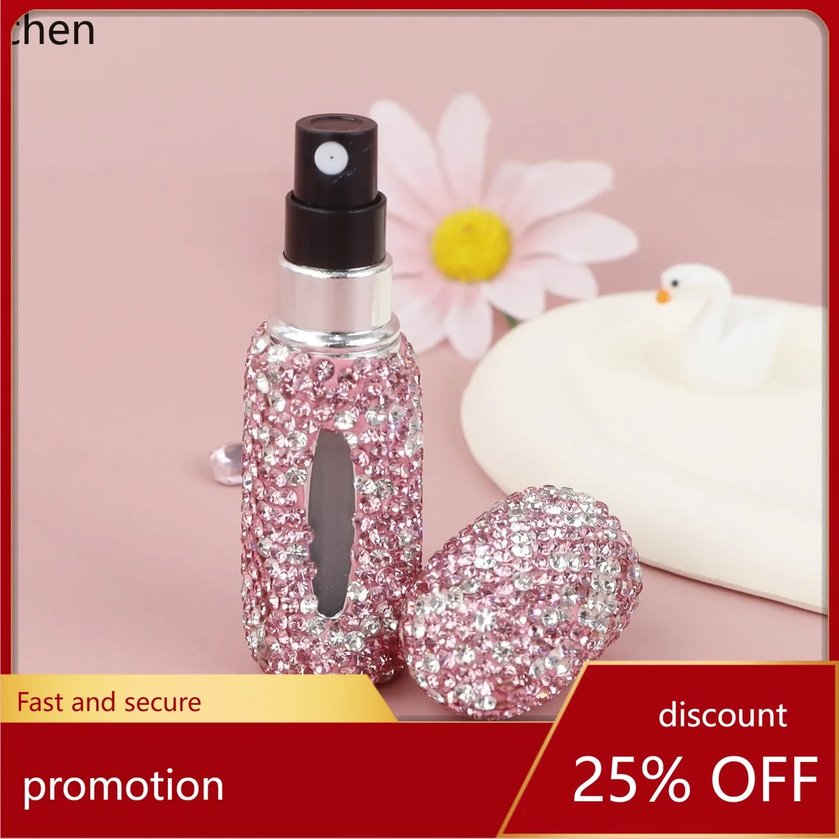 YFY  rhinestone-embellished glass hydrating mist spray bottle - travel-sized refillable perfume atomizer