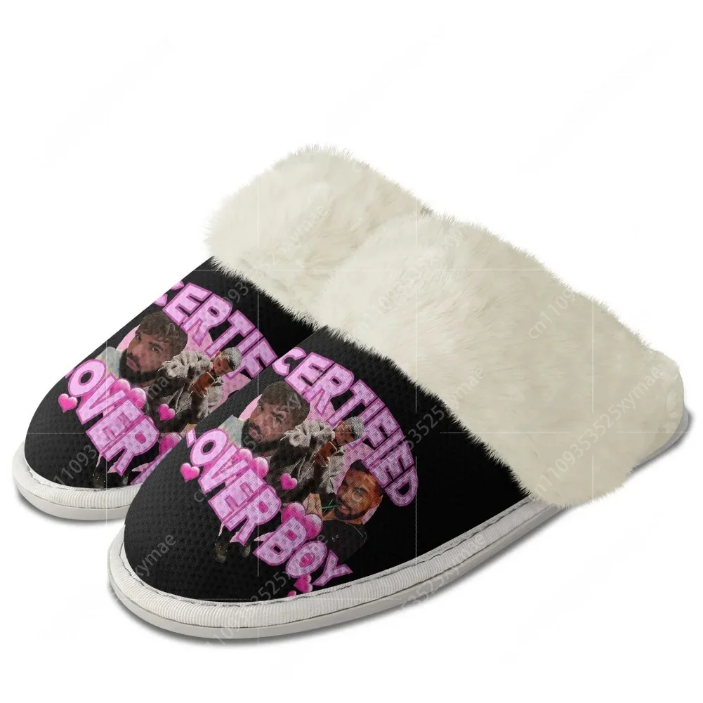 

Drake Drizzy Rap Hip hop Singer Plush Slippers Keep Warm Shoes Mens Womens Breathable Home Cotton Thermal Lightweight Slipper