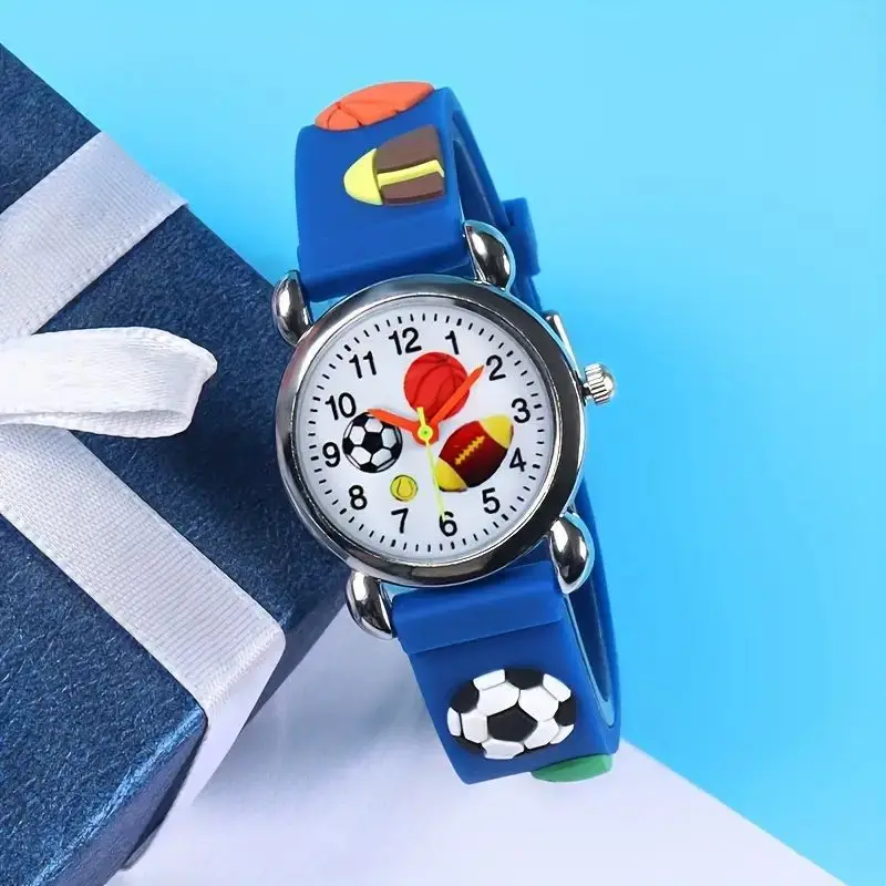 Reloj de fútbol 3D con dibujos animados a la moda, relojes para niños, relojes para niños, reloj de pulsera deportivo de silicona, reloj de cuarzo, regalos para chico