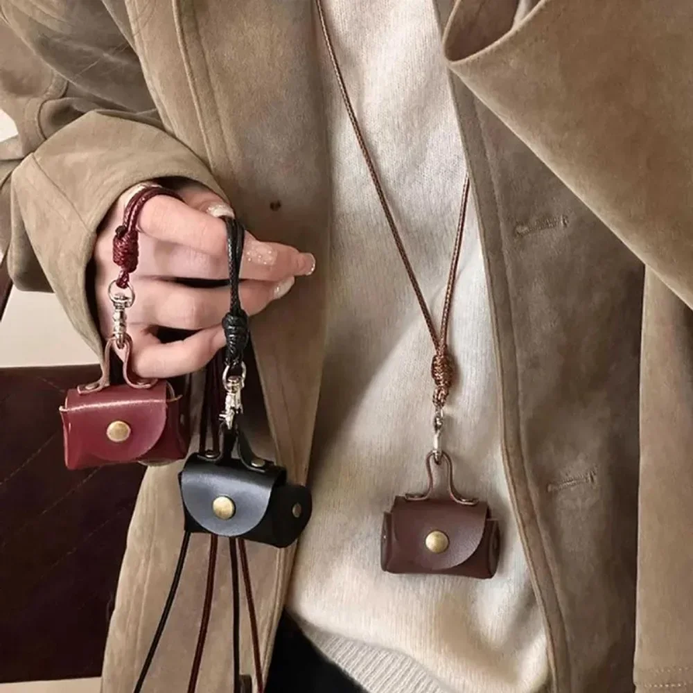 

Mini Leather Neck Coin Purse for Women & Men - Compact Hanging Necklace Bag, Niche Design Long Sweater Chain Accessory