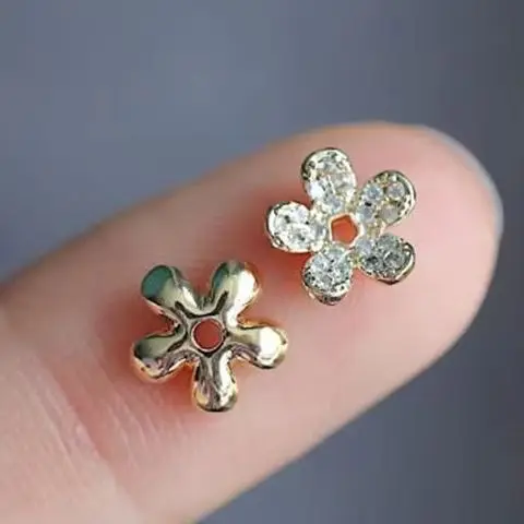 

2 шт., 8 мм, аксессуары «сделай сам», позолоченные микроинкрустированные цирконом, тычинки для цветов, лотки для цветочных бусин, подносы для цветов, кулон в форме флон