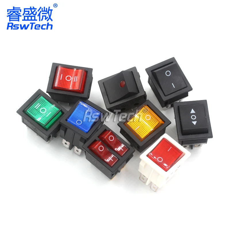 5PCS KCD4 Microswitch Boat Toggle Switch Reset Ship Type Seesaw Cateye Light 4/6 Feet 2/3 Gear Power Button Kit