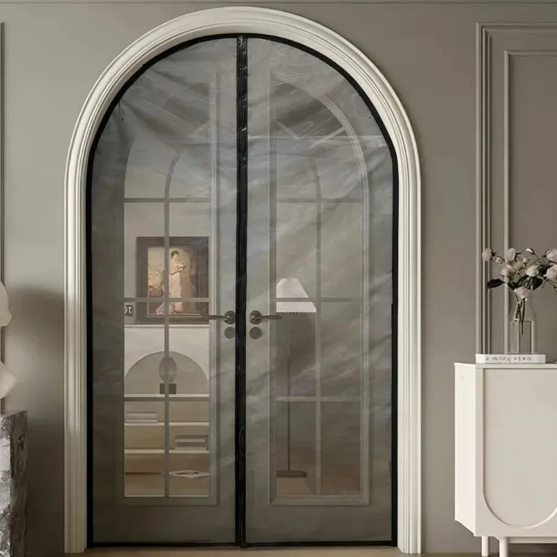 Magnetic Door Mosquito Net Arch Door Screen Mesh Arched Curved Round Black White Custom Size Fly Insect Anti-mosquito Invisible