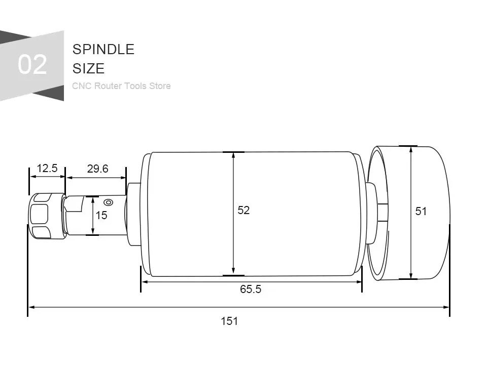 52mm CNC 200W DC Brushed Spindle Motor ER11 ER16 12-24V For Milling Router Engraver Machine