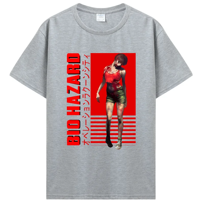 バイオハザード-男性用のベーシックTシャツ,ユーモラスなデザイン,ユニ