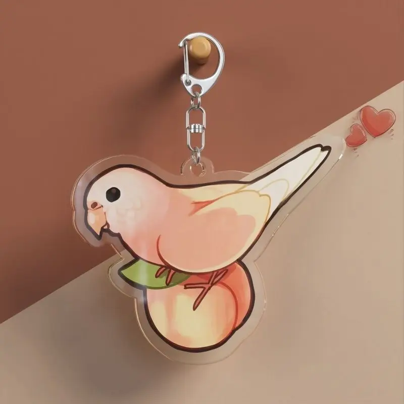 parrot keychain Acrylic love bird Parrot bird Key chain ring Cute animal jewelry for women bag car pendant