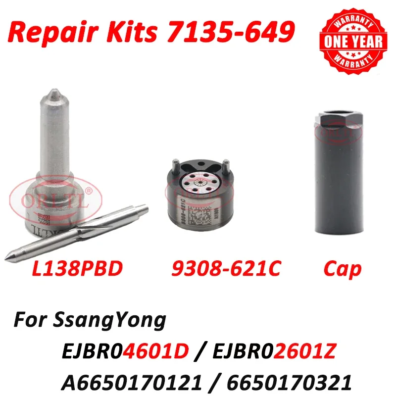 New Injector Repair Kits EJBR04601D Fuel Nozzle L138PBD Valve 9308-621C A6650170321 For SsangYong EJBR02601Z A6650170121