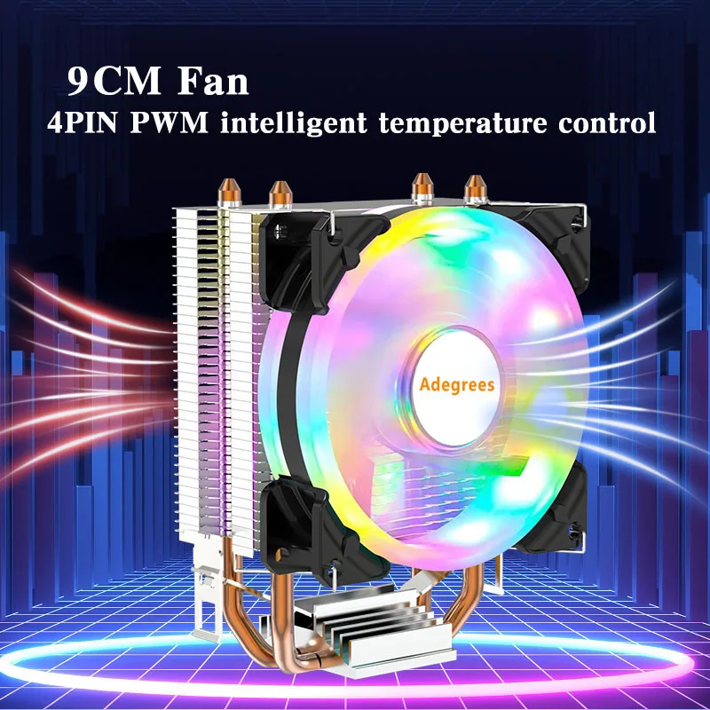 2 Heat-pipes CPU Air Cooler 4PIN PWM 90MM PC Radiator Fan for LGA 1366 1150 1155 11561200 1700 X79 X99 2011 AM2 AM3 AM4 AM5