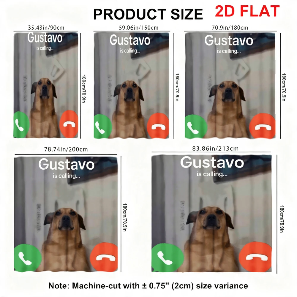Dog Portrait Shower Curtain - Gustavo is Calling Dog Shower Curtain for Bathroom Decor
