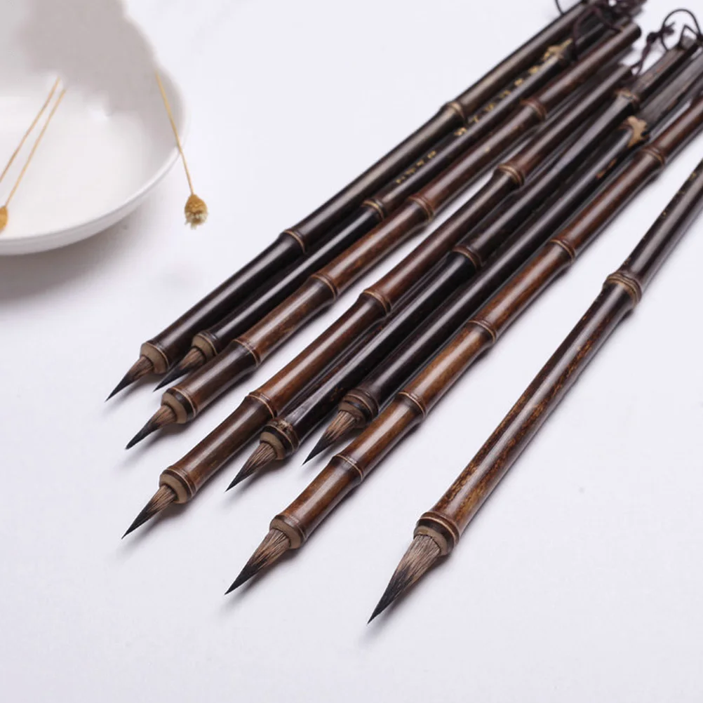 

3 Pcs Calligraphy Brush Set Bamboo Wood Painting Tool Watercolor Drawing Writing Student Traditional Art for Teachers