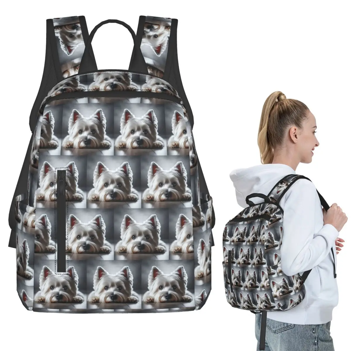 

West Highland White Terrier Backpack Student BookBag Children School Bag Computer Shoulder Bags Men Women