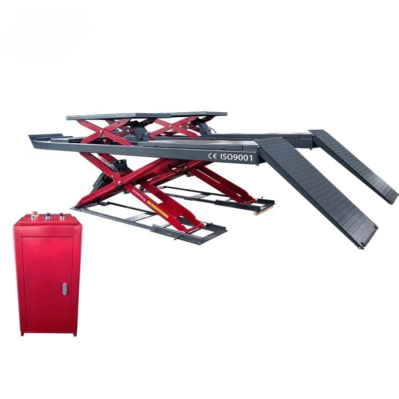 

Car maintenance lift Mother and child ultra-thin large scissor lift + four-wheel aligner