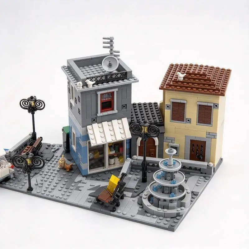 9179PCS Italian Village Water Town Building Blocks Custom Model Creative Architecture DIY Assembly Toy Gift Collection Display