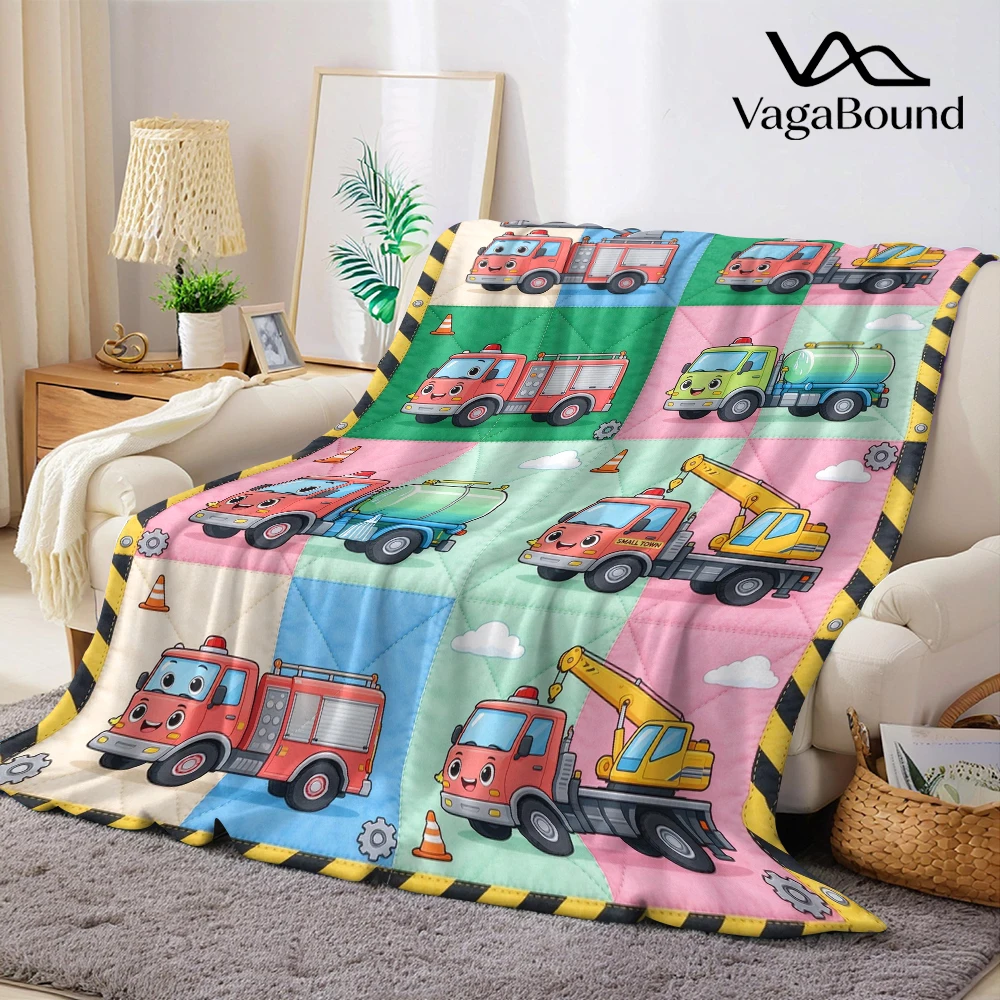 Fire Crane Water Grid Flannel Blanket Perfect for Sofa Office Bed Travel Sleep Read Relax Camping Four Season Use