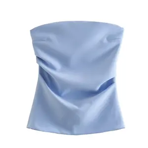 Traf-Blusa Kein Griff Handloser Frauen, Frauenoberteile, Reißverschluss, Straßenkleidung, schicker Panzer, Sommermode, neu 12 Hauptverkaufsbluse Reißverschluss - №2