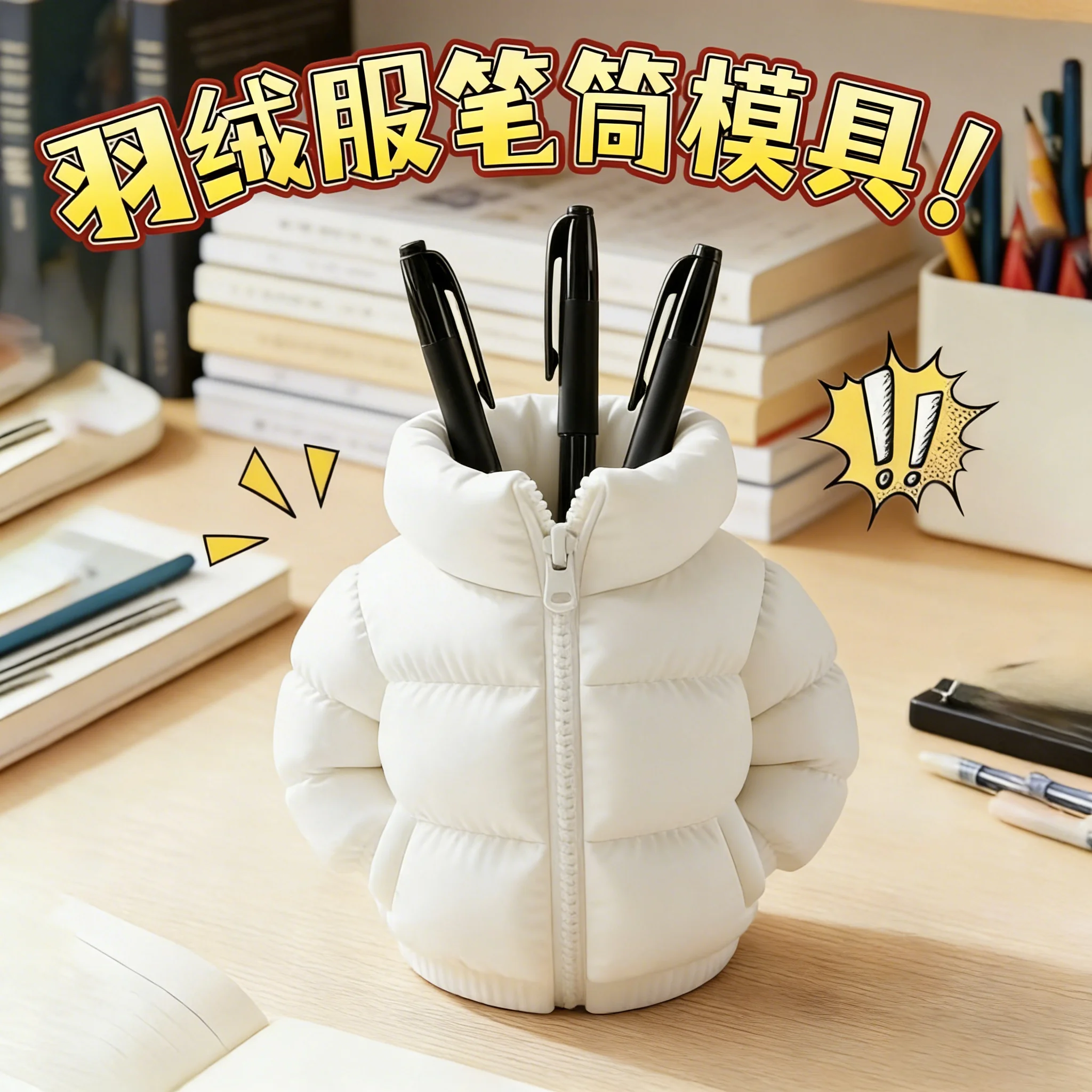 innovative-down-jacket-style-cement-pencil-holder-with-hood-zipper-storage-box-desktop-decoration-concrete-ornament