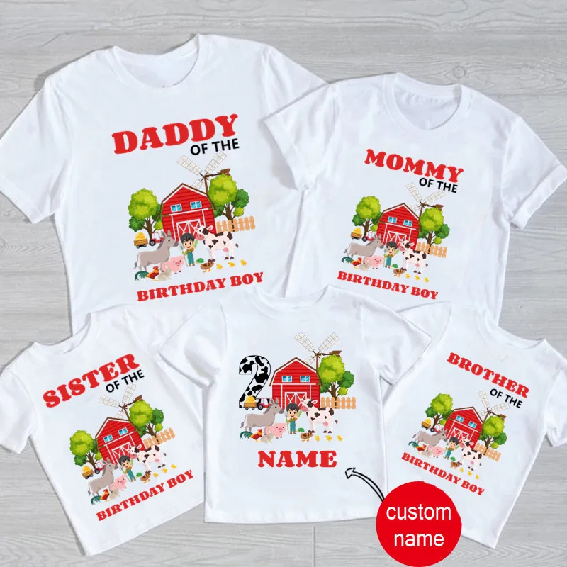 Family Matching Farm Animals Birthday Party Shirts Personalized T Shirts Boys Any Name My Kids Shirts T Shirts