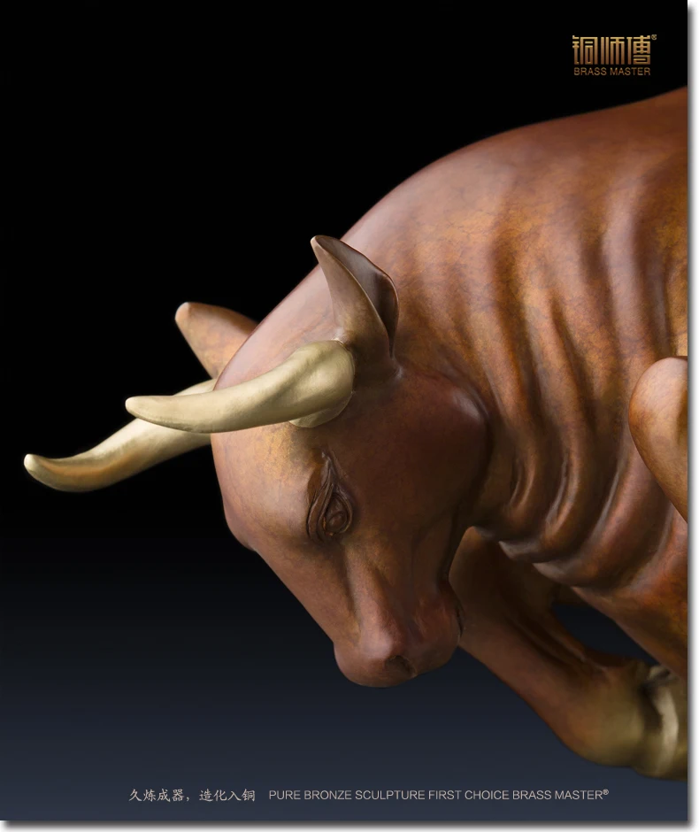 large- Unique # stock market Money drawing Wall Street Charging Bull  Brass statue # home office auspicious efficacious Talisman