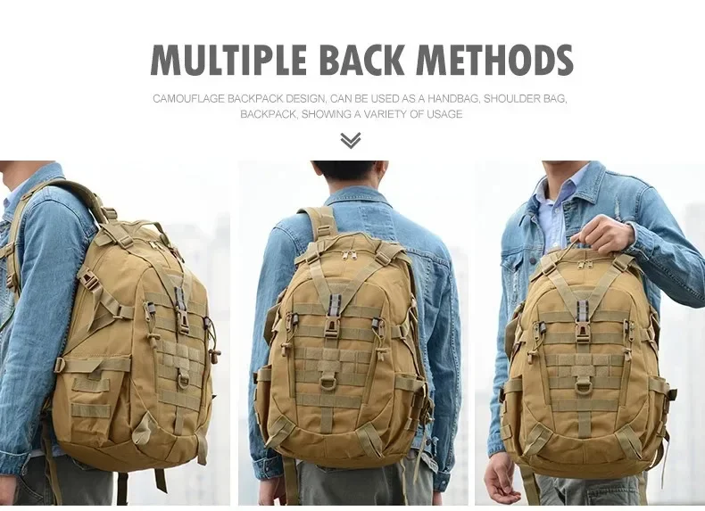 35L Taktischer Rucksack für Herren mit reflektierenden Streifen, modularem MOLLE-System, zum Klettern, Campen, Wandern, Trekking, Fitness, Reisen, Outdoor-Aktivitäten, Jagd, Aufbewahrungstasche – Detail 3