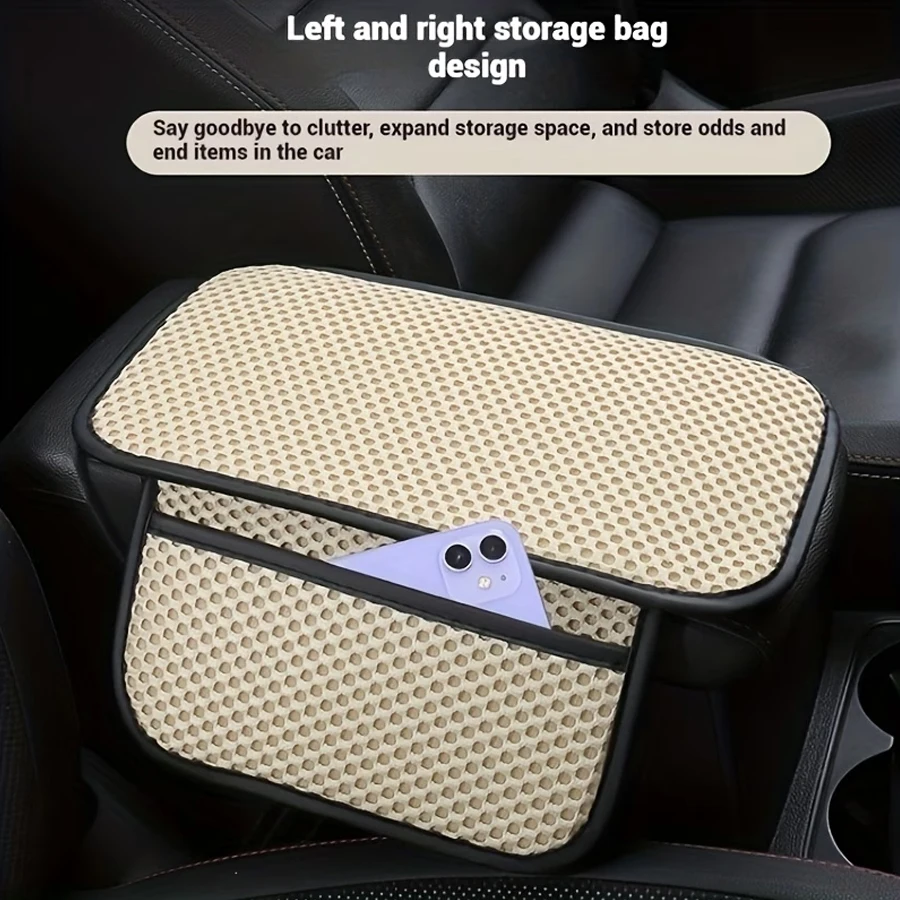 

Car Armrest Pad (with 2 Storage Pockets) and Center Console Expansion Storage Box Suitable for Most Car Models, an Ideal Christmas Gift