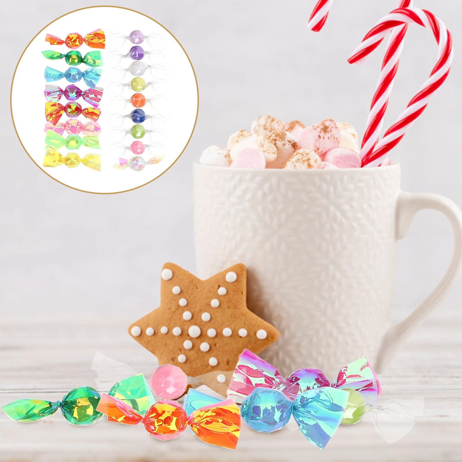 17 Pcs Miniature Colored Candies Plastic Sweets Candy Fake Decoration Marshmallows Wedding Vintage Food