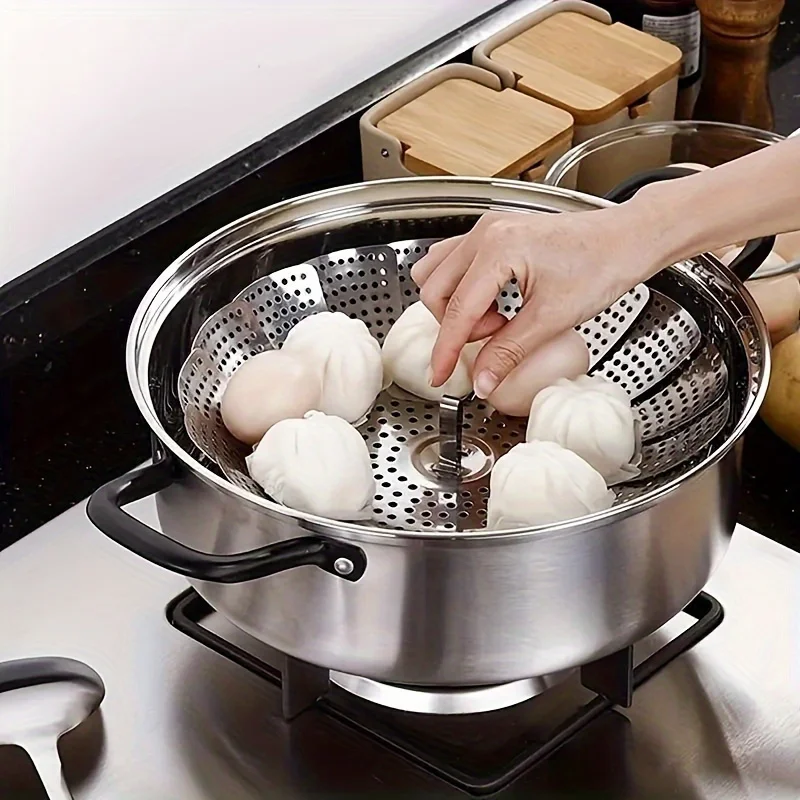 

1 multifunctional foldable steamer, stainless steel folding rack, cooking accessory, kitchenware, kitchen utensil, kitchen tool
