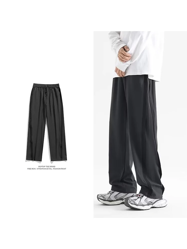 

Bla Splice спортивные повседневные брюки для мужчин и женщин весенние тонкие свободные прямые брюки с широкими штанинами для пар длиной до пола