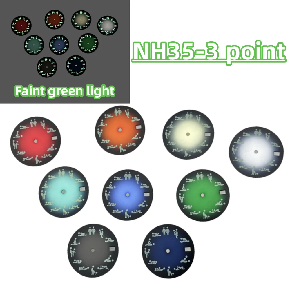 

NH35 dial customized green luminous dial NH36 mechanical surface DIY customized mechanical watch pointer case S watch accessorie