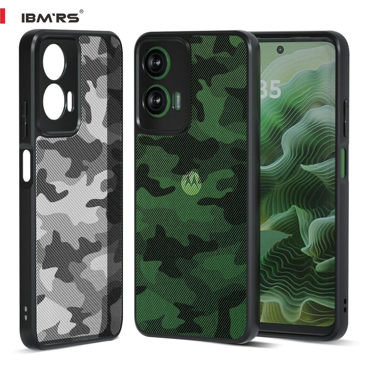 

IBMRS for Matte Camo Case for Motorola Moto G35, Clear Anti-Shock & Anti-Fingerprint, Oil-Proof Shockproof Transparent Cover