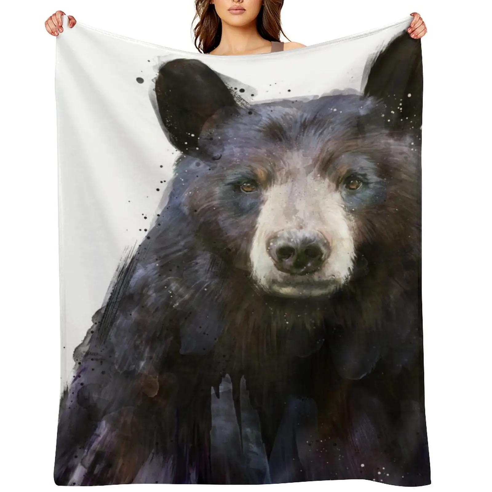 

Black Bear Throw Blanket Plaid on the sofa Luxury Thicken Bed Fashionable Blankets