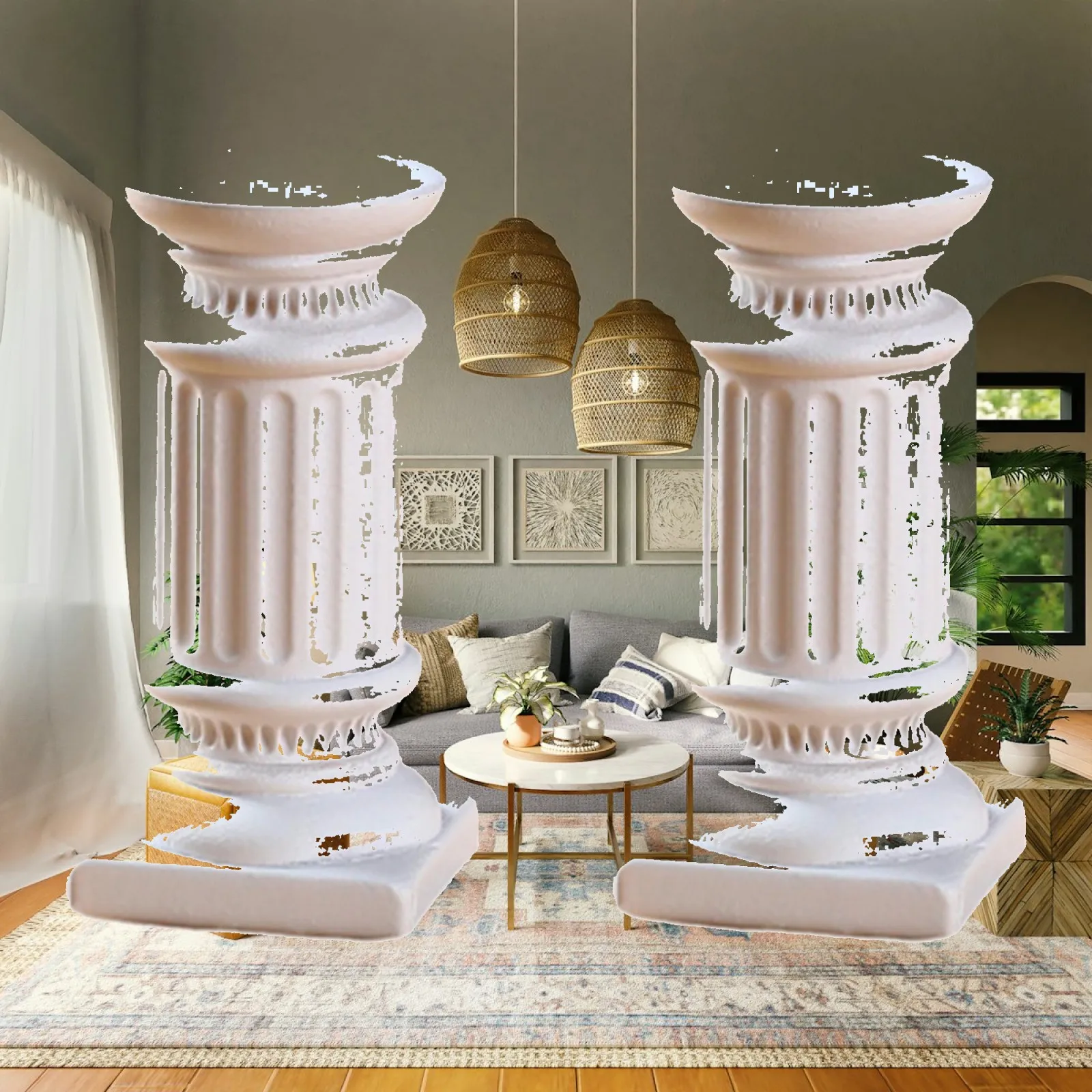 Greek Pillar Sculpture Mini Resin Decorative Column Centerpiece for Luxury Home Decoration and Modern Room Ornaments