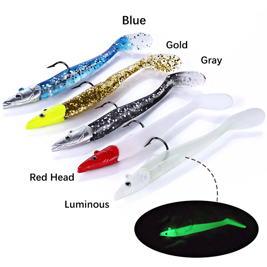 5PC Jig Head Soft Silicone Artificial Bait Kit Paddle Tail Trout Wobbler For Trolling Sea Bass Swimbait Winter Fishing Lures Set