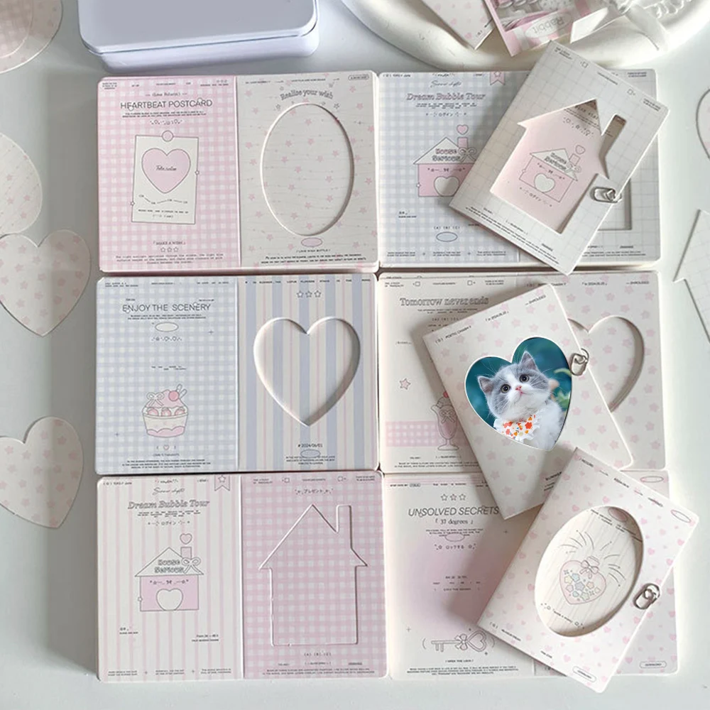 Hollow Window Photo Card Paper, Message Card, Folding Photo Collection Card, DIY Idol Photo Packing Materials, 3 ", 10Pcs, Pacote