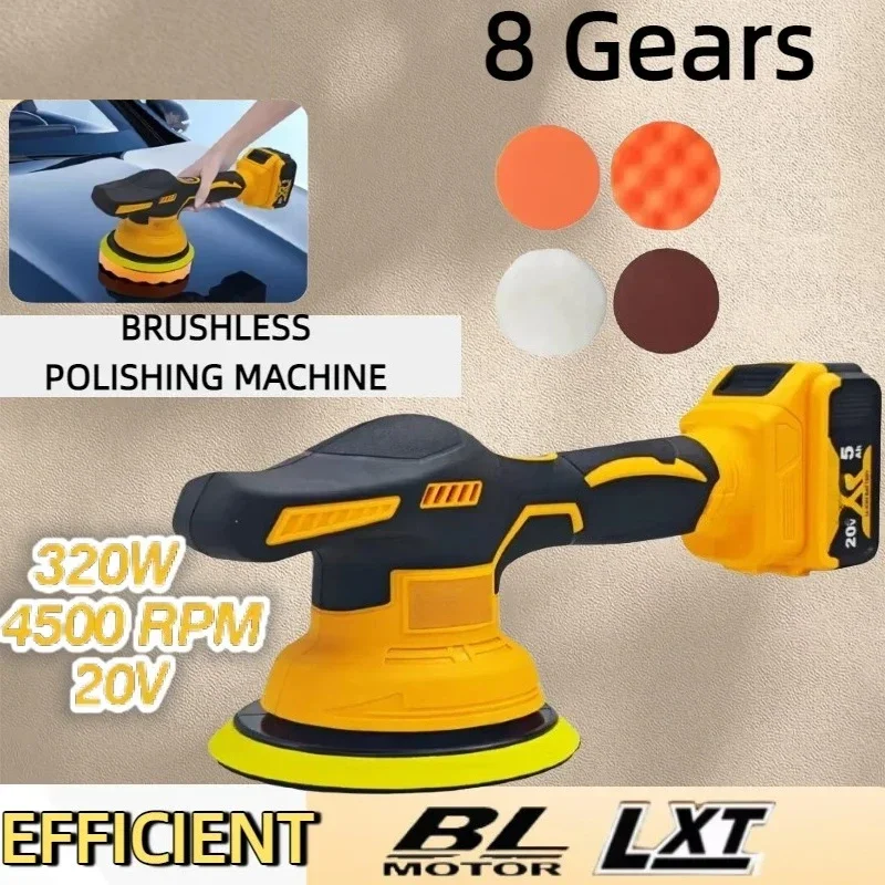 Fit dewalt 8 engrenagens display digital sem fio polidor de carro elétrico auto carro depilação máquina polimento para 20v bateria