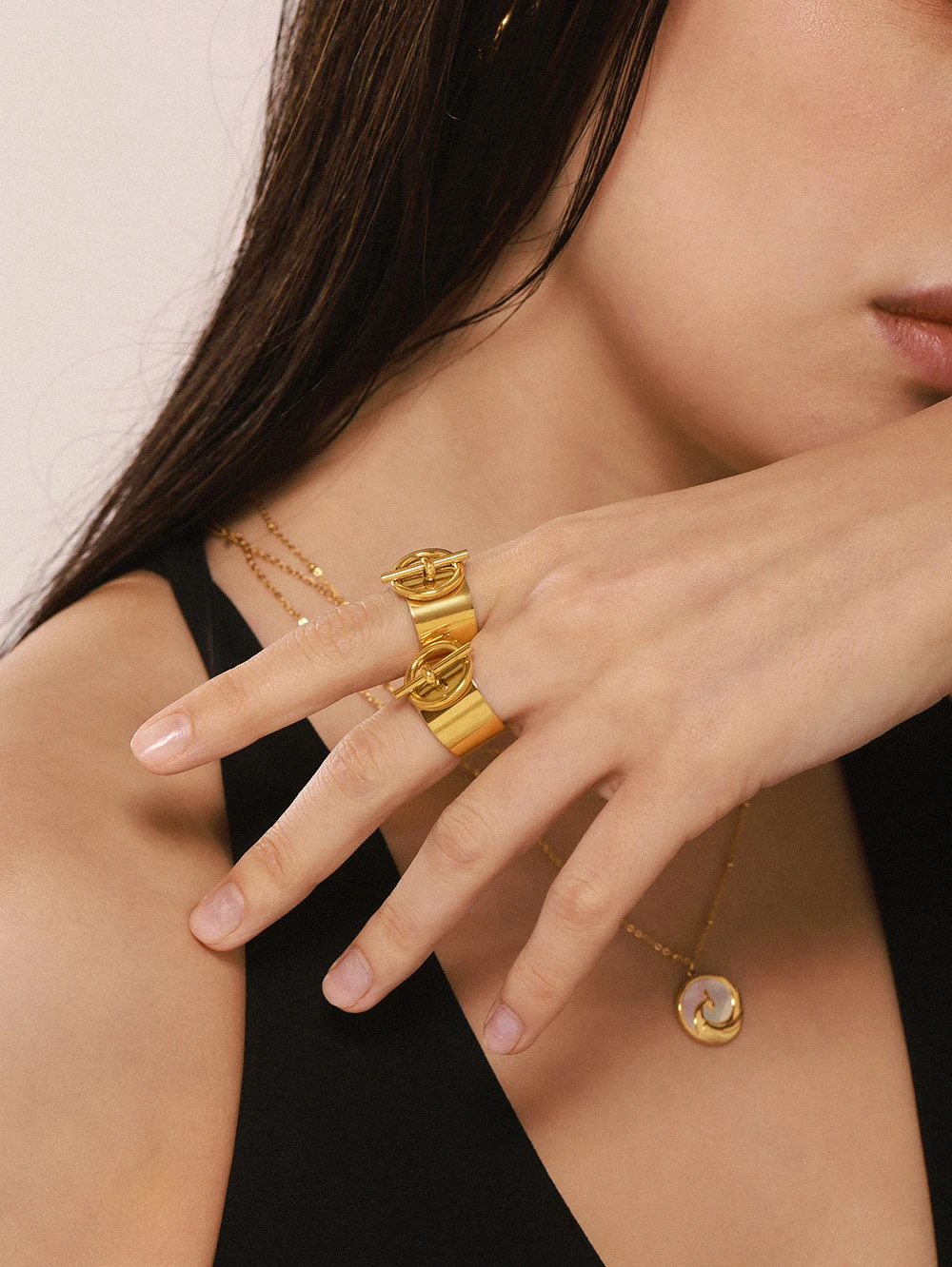 Rings For Women Stainless Steel Adjustable Non Tarnish 18K Gold Plated Punk Open Ring Designer Jewelry Accessories Couples Gifts