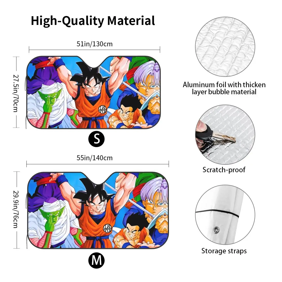Son Goku Dragon Ball Z Sunshade Windscreen Anime Personality Car Front Windshield 76x140cm Car Sunshade Accessories Covers - view 6