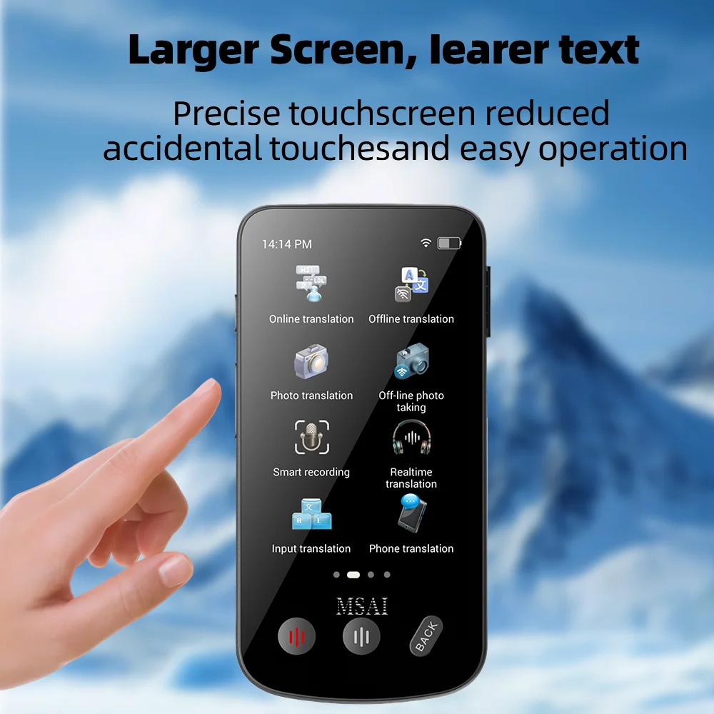 جهاز مترجم MSAI T27 160 لغة 4G Sim 2+16GB ترجمة الصور الصوتية AI في الوقت الحقيقي ترجمة عبر الإنترنت دون اتصال بالإنترنت للسفر #4