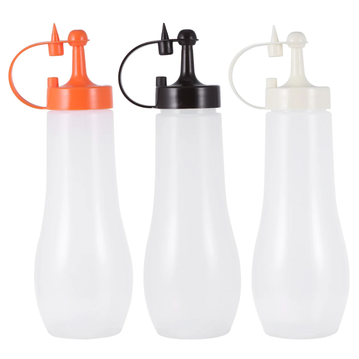 

3pcs Squeeze Bottle For Kitchen Condiment Squeeze Container Salad Dressing Bottle Sauce Storage Cream Coffee Orange