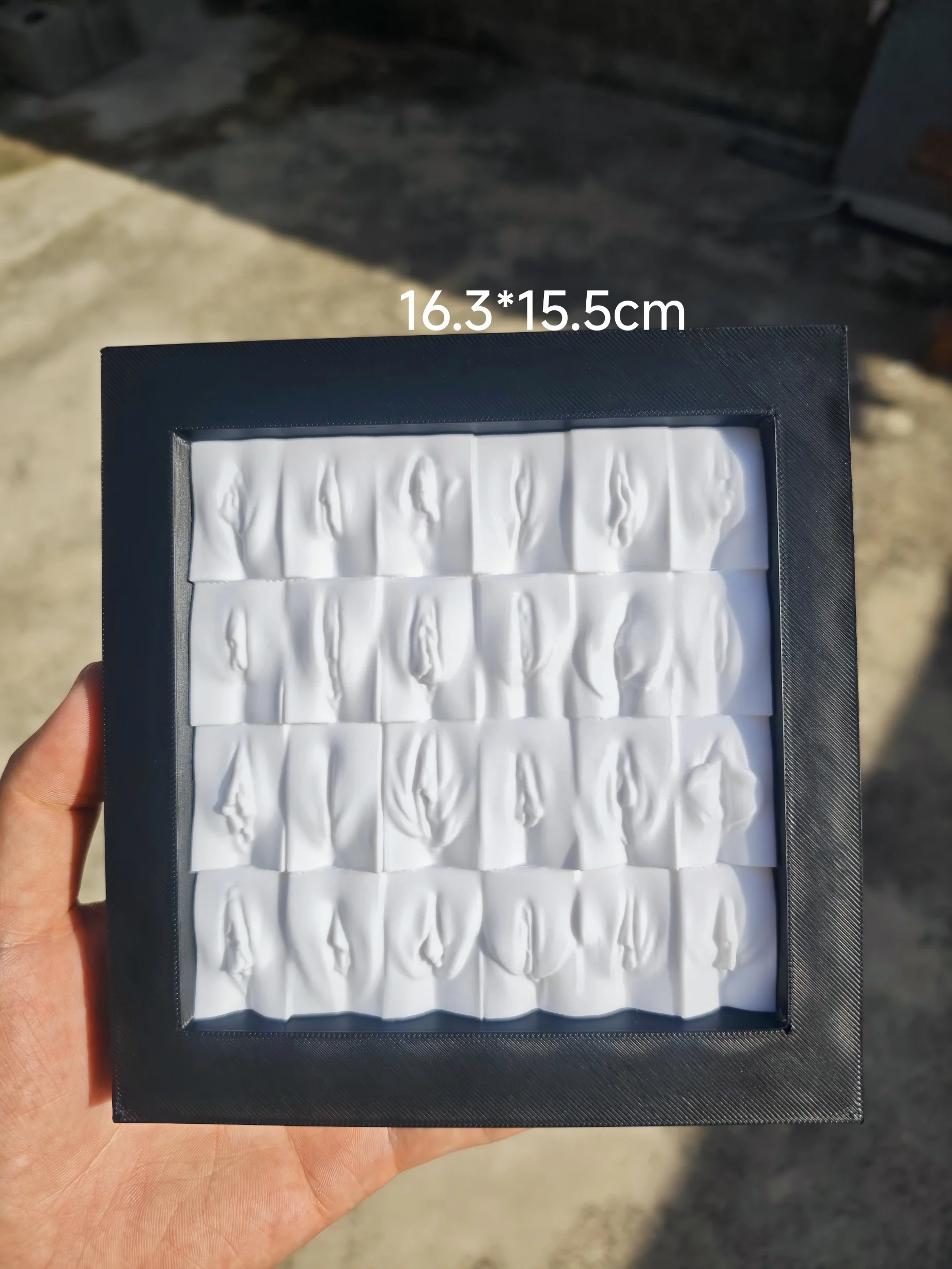 3D Printed Abstract Relief Sculpture Black Frame Feminist Gypsum Wall Desktop Decor Gift