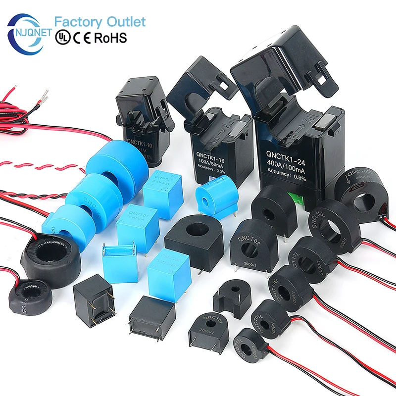 محول تيار عالي التردد 2k 200khz QNTPT01 2mA 2mA QNTCT01 1A 5mA 200:1 محول كورينت صغير من الفريت CT