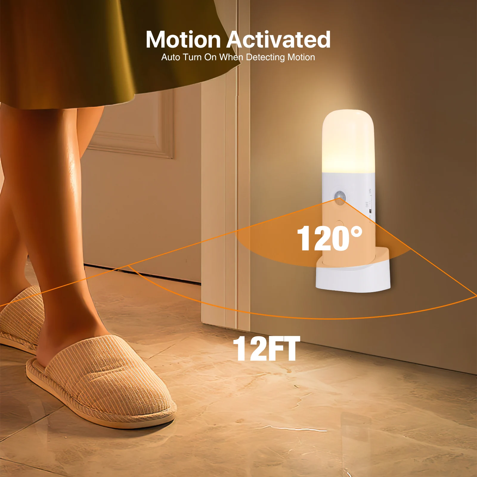 

2000mAh LED Night Light Rechargeable Motion Sensor Bedside Lamp With 5 Levels Adjustable Brightness Dimmable Nursery Nightlight