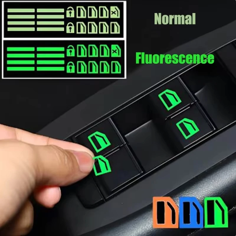

Car Window Button Luminous Sticker Car Style Glowing Sticker Window Lifter Switch Night Fluorescent Decals Car Interior Stickers