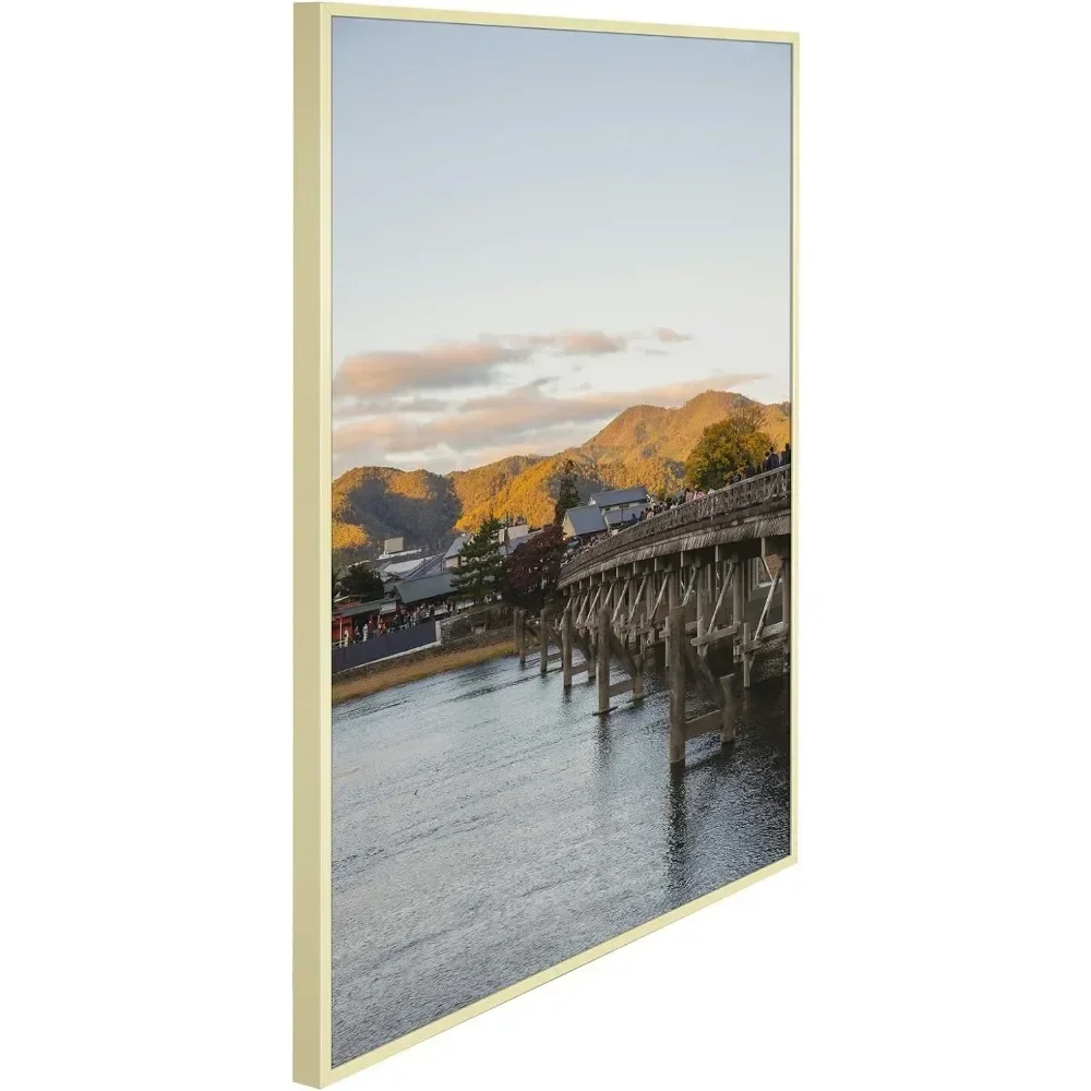 18x24 Aluminum Pictures Frame, 18 X 24 Wall Mount Metal Photo Frames for Prints & Posters with Real Glass (Gold, Pack of 4)