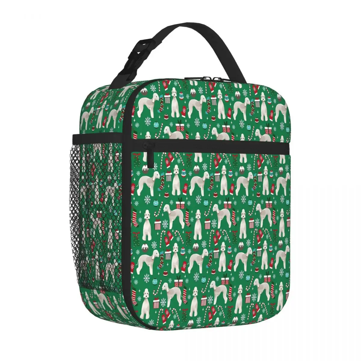 Bestselling Bedlington Terrier Christmas Dog Pattern Gifts Dog Modern Office Lunch Bag Outdoor Picnic Commuter Lunch Bag