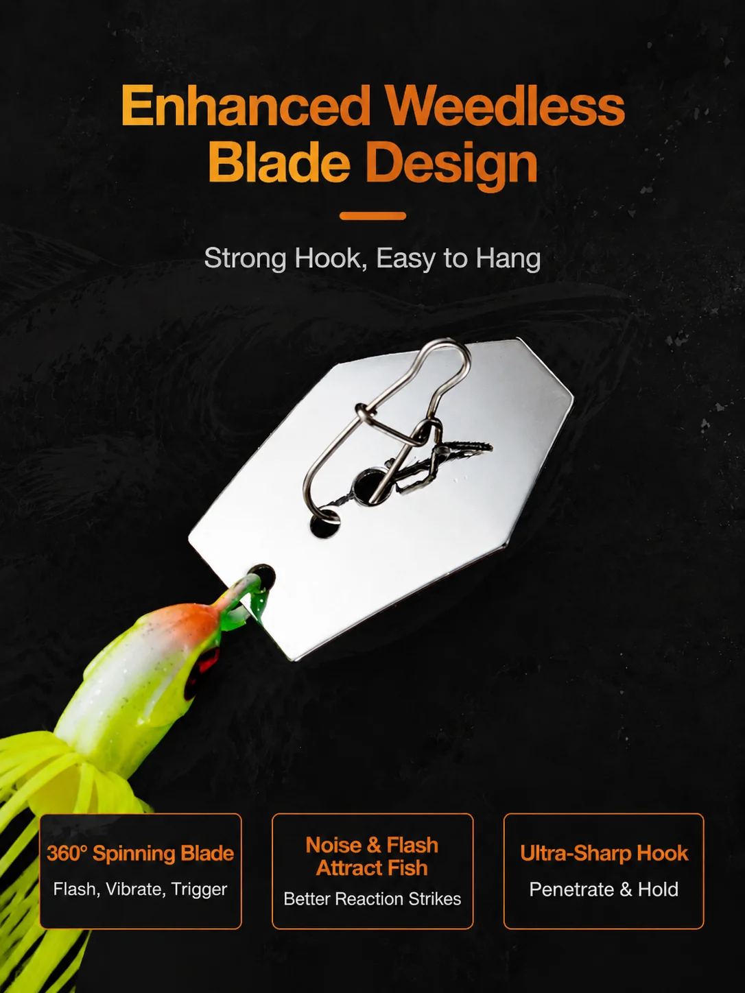Spinnerbait-Köder-Set mit Silikonrock und Metallblatt, Anti-Häng-Design, Kunstköder für Süß- und Salzwasser, Bass- und Hechtangeln – Detail 4