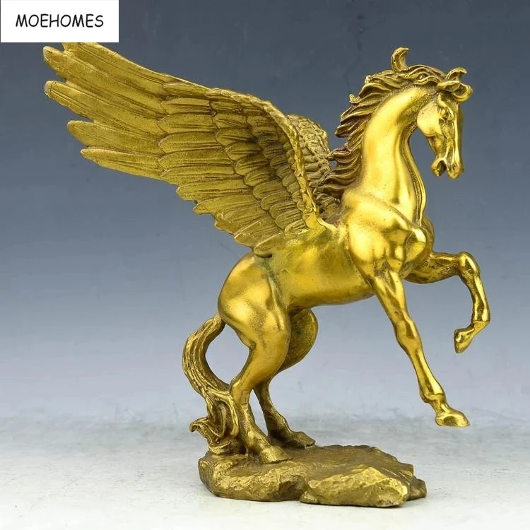 MOEHOMES Chinese Collect Bronze Fengshui Pegasus Horse Statue Metal Handicraft Home Decorations Buddhism 2020 Cn(origin)